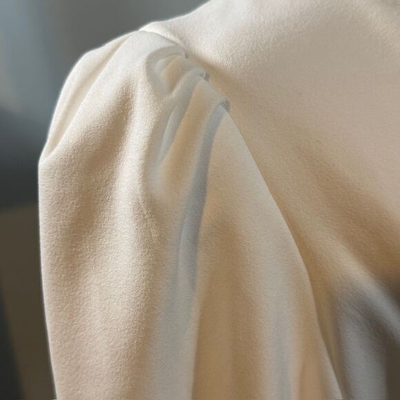 Calvin Klein NWT White Puff Sleeve Button Midi Dress Size 8 Romantic Coquette - Picture 5 of 9